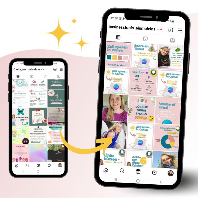 Zwei Handys mit Instagram Feeds