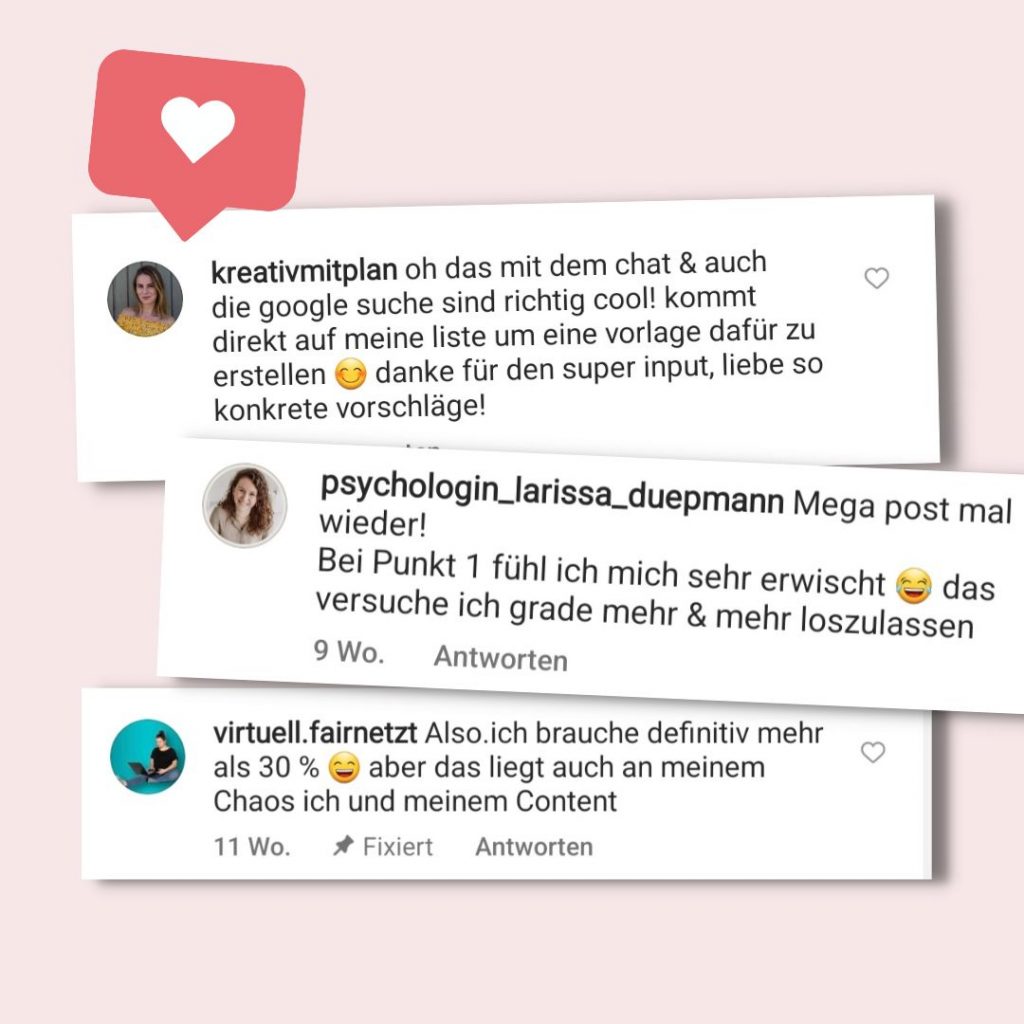 Kommentare auf Instagram